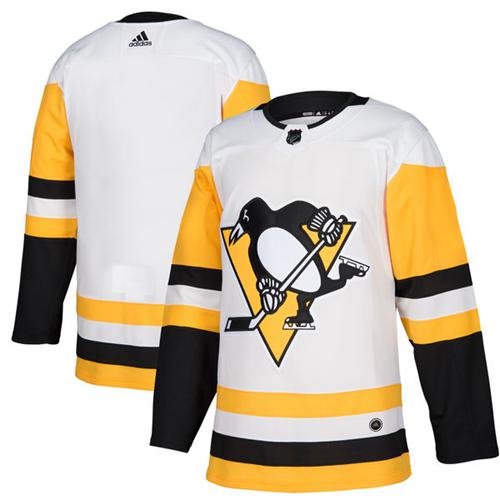 Adidas Penguins Blank White Road Authentic Stitched NHL Jersey